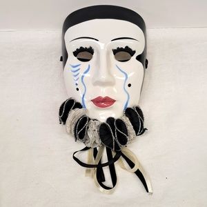 Vintage 1980’s handpainted harlequin ceramic mask wall hanging